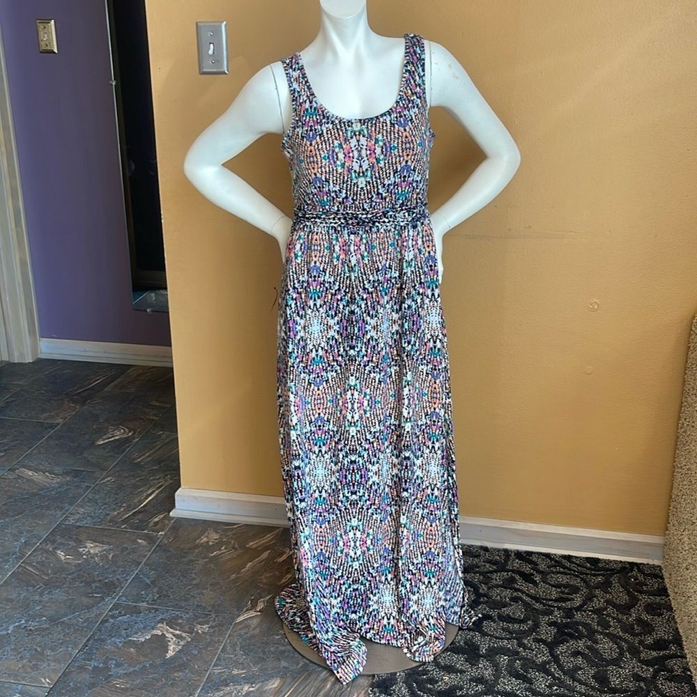 MUDD Maxi Multicolor dress with single side slit - Size - Medium